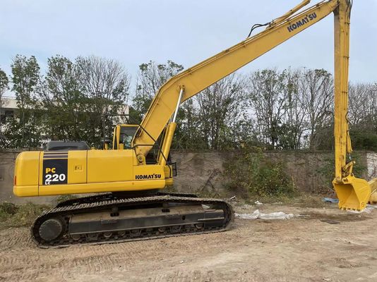 Originario de Japón Excavadora usada Komatsu PC220-7 Rastreador con 18 metros de largo brazo